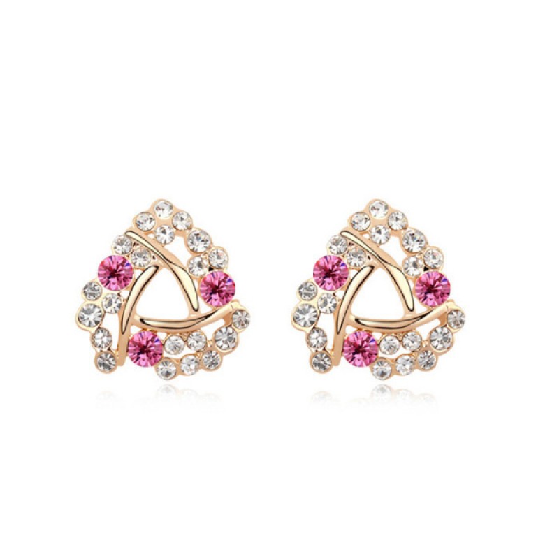 Eye-Catching Triangle Rose Gold Crystal Earrings